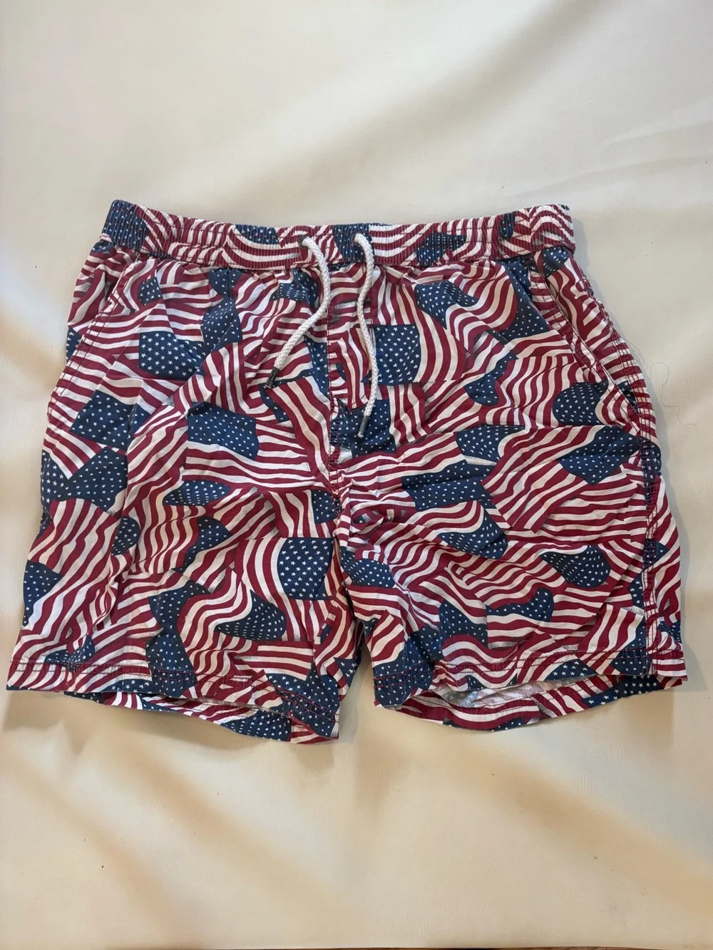 Cotton On Men's Red & Blue Flag-Pattern Swim Trunks